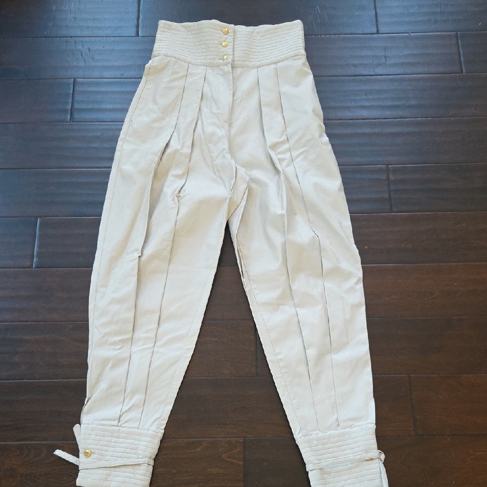 Silence Limited High-Waisted Faux Leather Cream Pants NWT